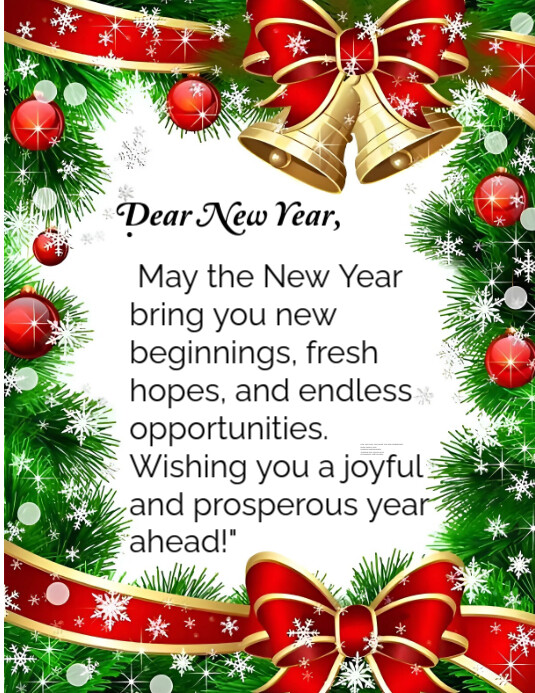 White Typographic Happy New Year Letter And Wishes Flyer (us Letter