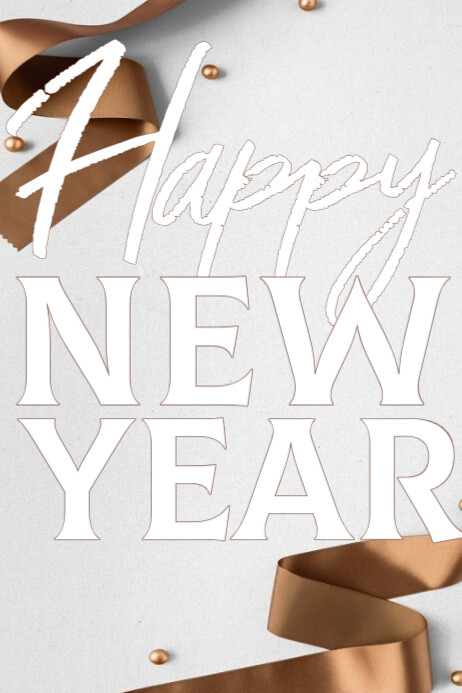 Copy of White Typographic Happy New Year Poster | PosterMyWall