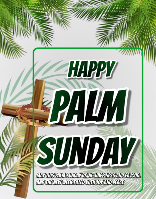 White Typographic Happy Palm Sunday  Poster/wallboard Plakkaat/Muurbord template