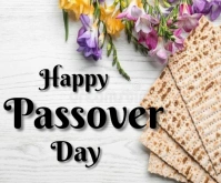 White Typographic Happy Passover  Medium Rectangle template