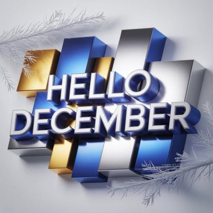 White Typographic Hello December 3d Text Animation – Winter Promo ...
