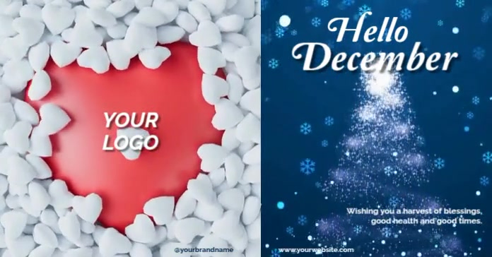 White Typographic Hello December Facebook Shared Image template