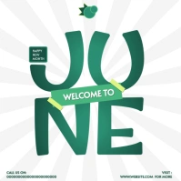 White Typographic Hello June | Happy New Month Inspirational Greeting Template Instagram Post