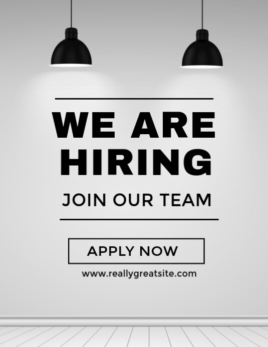 White Typographic Hiring Now Job Vacancy  Flyer (us Letter) 传单(美国信函) template