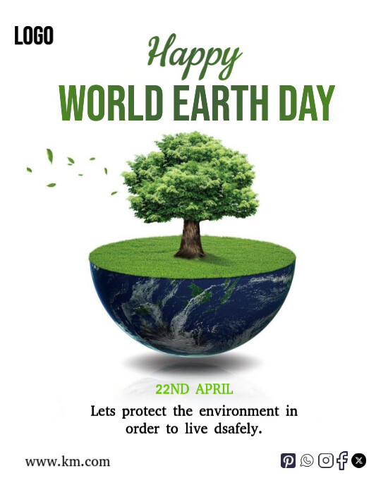 White Typographic Illustrative Modern World Earth Day Celebration With White Background Instagram Po template