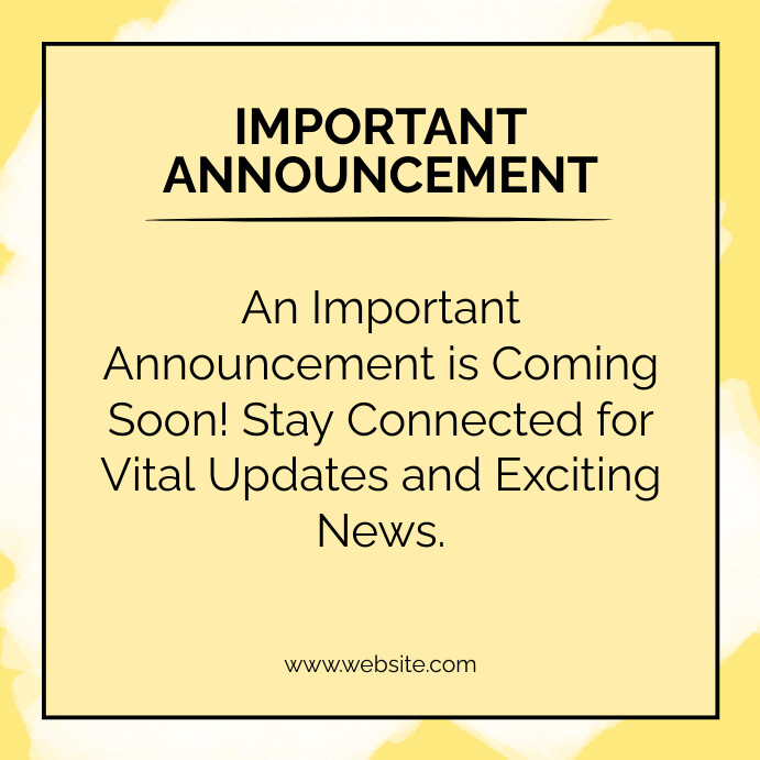 Modèle White Typographic Important Announcement Noti | PosterMyWall