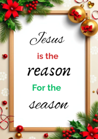 White Typographic Inspirational Quotes Jesus Is The Reason For The Season A4 template