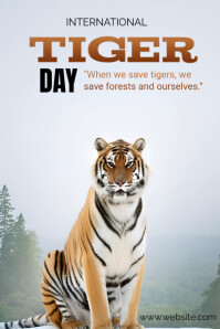 White Typographic International Tiger Day  Poster template