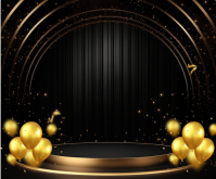 White Typographic Luxury Black And Gold Stage Background | Elegant Party Celebration Template Medium Średni prostokąt