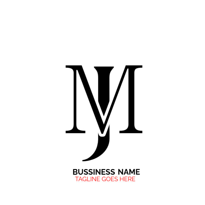 White Typographic M J  Logo Logótipo template
