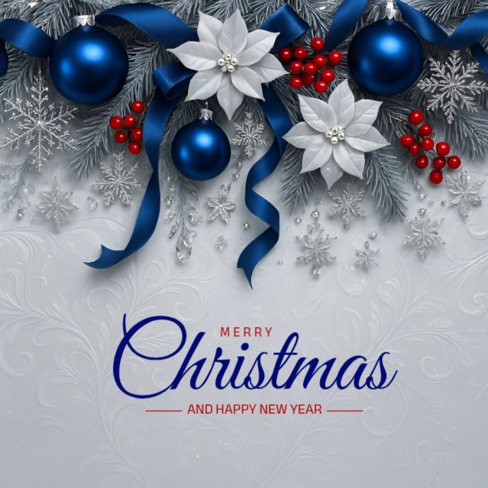 White Typographic Merry Christmas And Happy New Year Instagram Post ...