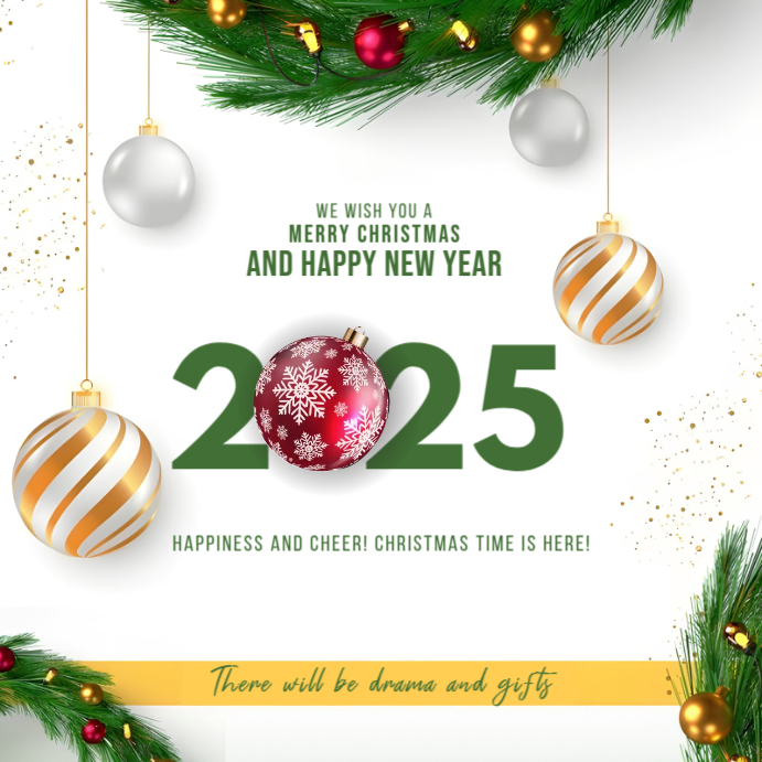Copy of White Typographic Merry Christmas And Happy New Year 2025 ...