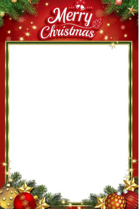 Copy of White Typographic Merry Christmas Red Frame With Pine And ...