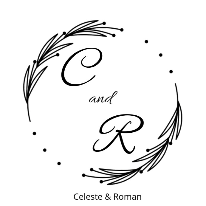 White Typographic Minimal Circle Monogram Logo Template – C & R Initials For Wedding Or Brand Instag Instagram Post