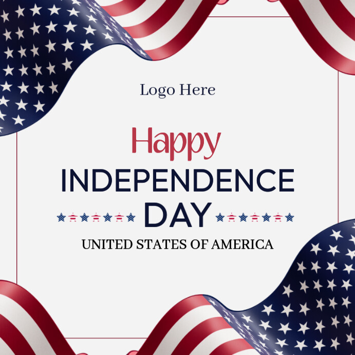 White Typographic Minimalist Blue And Red Happy Independence Day Instagram Post template