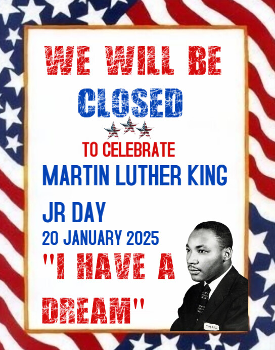 Copy of White Typographic Mlk Day Closure Poster/wallboard | PosterMyWall