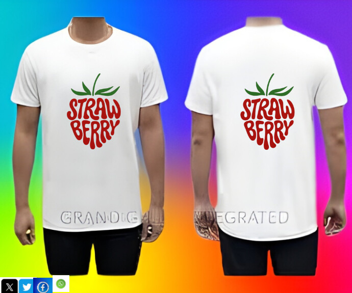 White Typographic Mockup T Shirt  Medium Rectangle Retângulo médio template