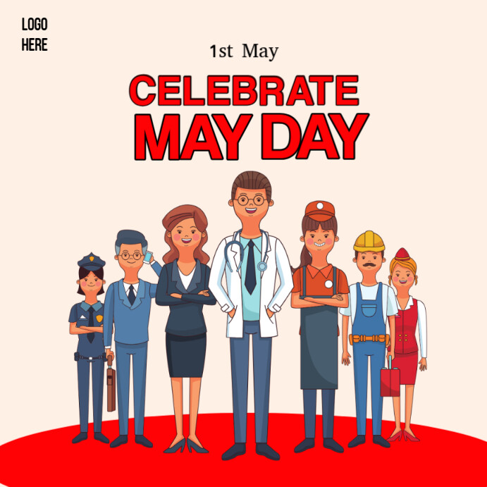 White Typographic Modern Minimalist Red And Cream Background 1 May Workers Day  Instagram Post Iphosti le-Instagram template