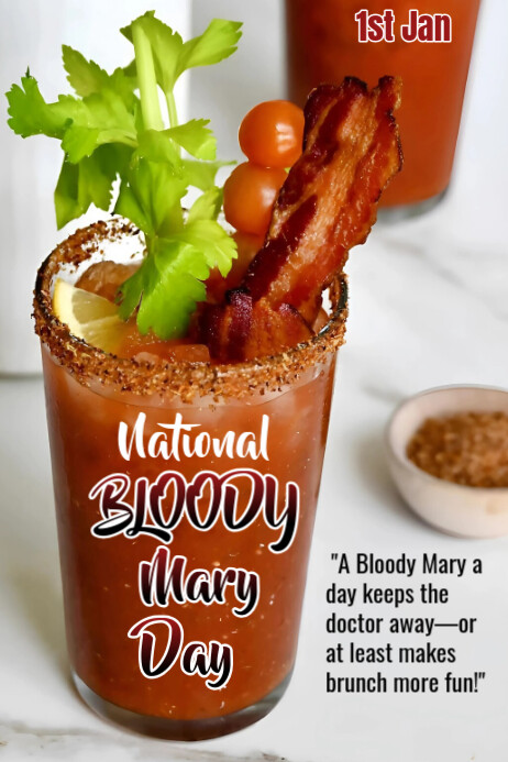 White Typographic National Blood Mary Day  Poster Cartaz template