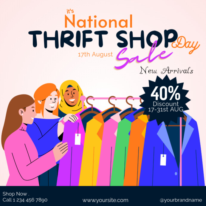 White Typographic National Thrift Shop Day Sales Deal Instagram Post ...