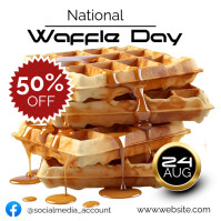 White Typographic National Waffle Day Instagram Post template