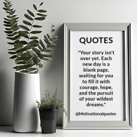 White Typographic New Chapter Wall Frame Motivation Quotes  Instagram Post template