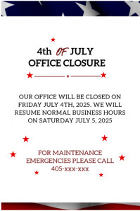 White Typographic Office Closure Poster template