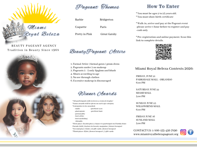 Pageant Screening Design Copy of White Typographic Pageant, Beauty Contest, Model Agency ...