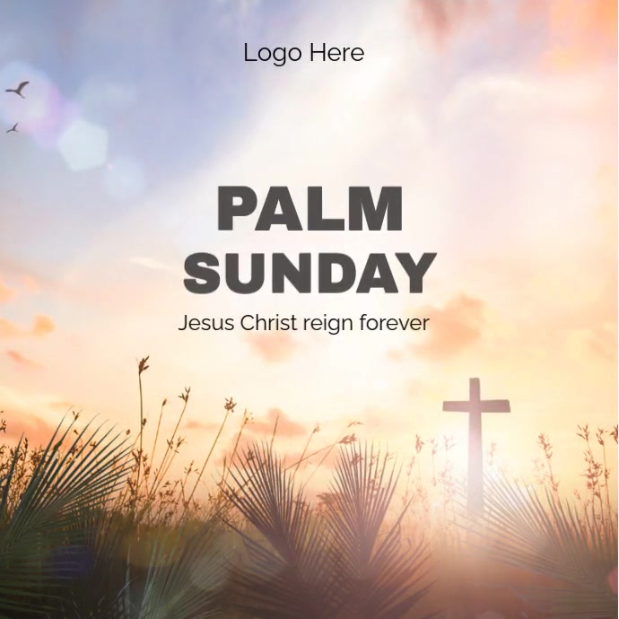 White Typographic Palm Sunday Animated With Video Background Instagram Post template