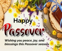 White Typographic Passover Greeting Medium Rectangle template