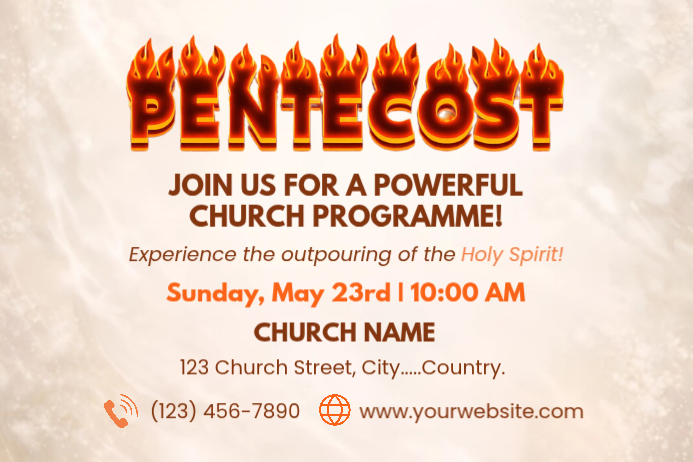 White Typographic Pentecost Church Programme Poster Template | PosterMyWall