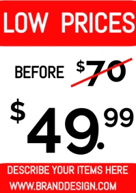 White Typographic Price Tag Design A5 template