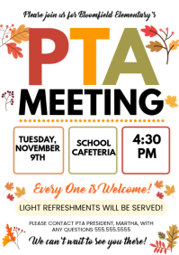 白色 PTA Meeting Flyer A4 Template