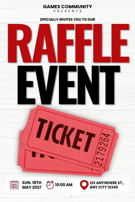 Event Card Template Raffle White Typographic Raffle Ticket Event Poster Template | PosterMyWall