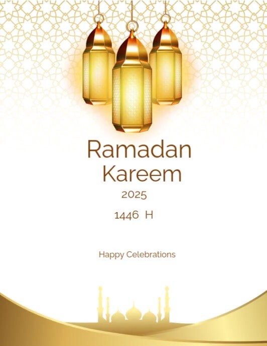 White Typographic Ramadan Kareem Greetings  Flyer (us Letter) template