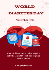 White Typographic Red Modern World Diabetes Day Greeting Instagram Story A4 template