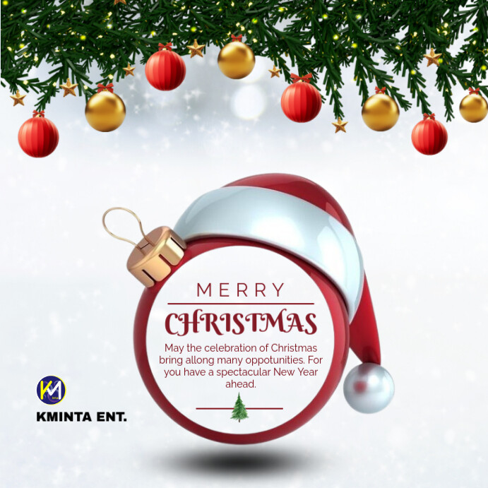 Copy of White Typographic Round Red And White Merry Christmas Instagram ...