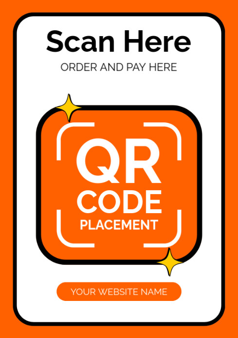 White Typographic Scan Here Qr Code Flyers  A4 template