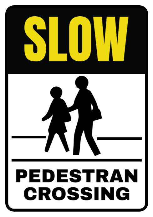 White Typographic Slow Down Warning Sign A4 template