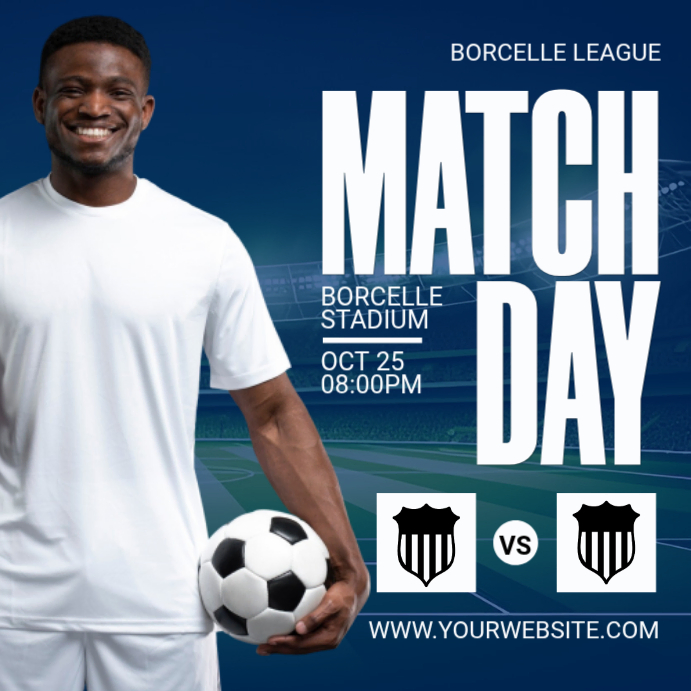 White Typographic Soccer Match Day Poster Instagram Post Template ...