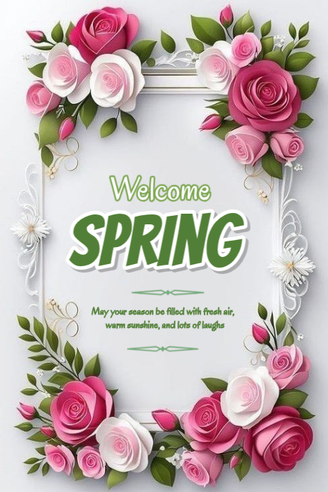 White Typographic Spring Welcome Poster Template | PosterMyWall