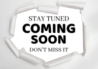 White Typographic Stay Tuned Coming Soon Announcement Notification Posters  Postcard template