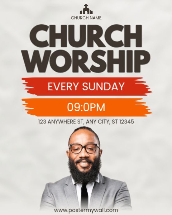 White Typographic Sunday Church Worship Service Instagram Portrait ...