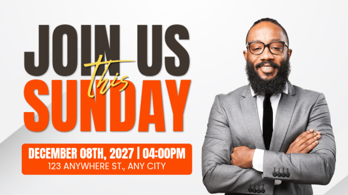 White Typographic Sunday Worship Service Youtube Thumbnail Template ...