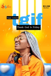 White Typographic Thank God Is Friday  Pinterest Graphic template