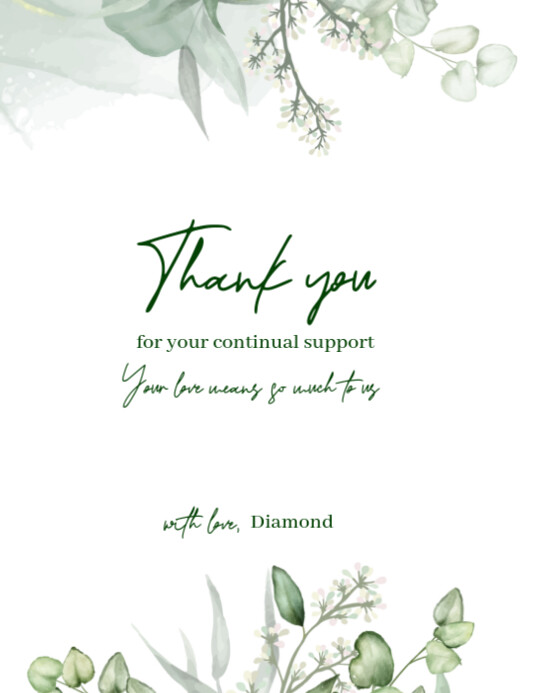 Copy of White Typographic Thank You Card Flyer (us Letter) | PosterMyWall