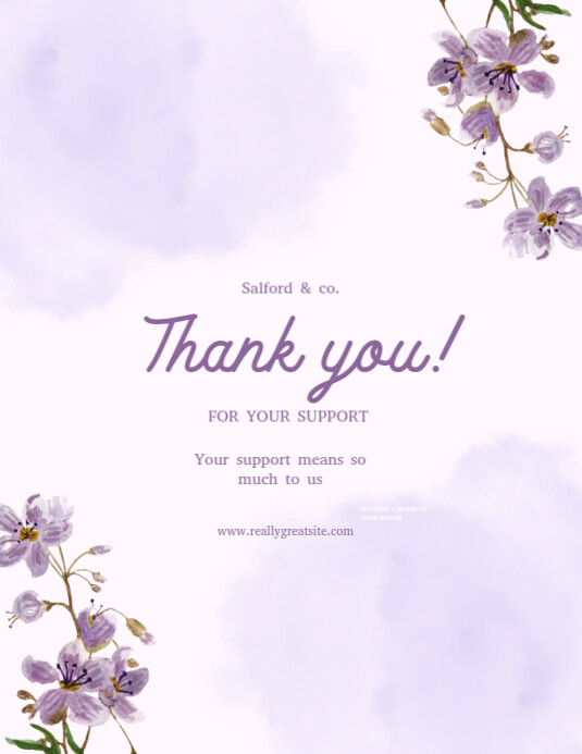 White Typographic Thank You Card Flyer (us Letter) Template | PosterMyWall