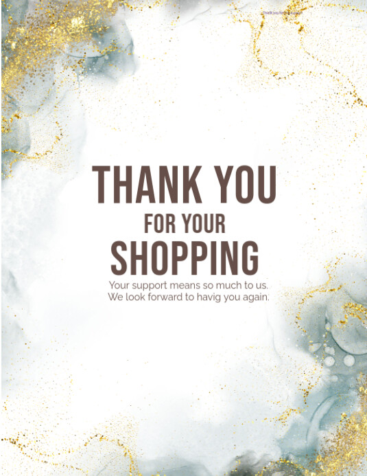 Plantilla de White Typographic Thank You Card Flyer (us Letter ...