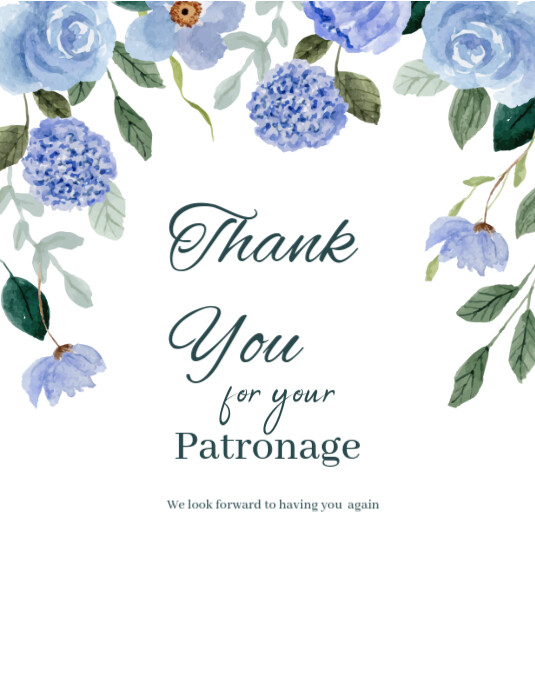 White Typographic Thank You Card Flyer (us Letter) Template | PosterMyWall