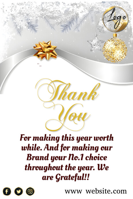 Copy of White Typographic Thank You Card Poster | PosterMyWall